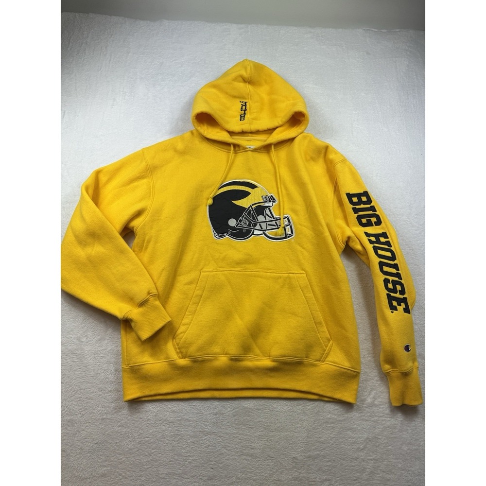 Michigan‎ Wolverines Big House Vintage Champion Hoodie Sweatshirt Yellow L Sport